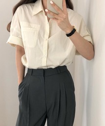 レギュラーカラーベーシック半袖シャツ