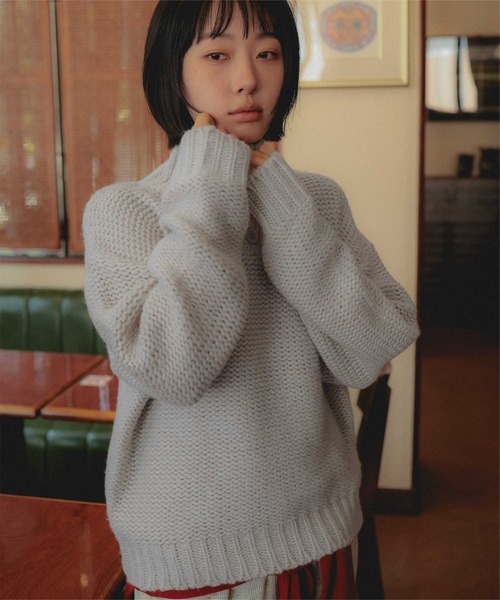 miette(ミエット)の「ハイネックチャンキーニットプルオーバー(ニット/セーター・レディース・カーキ/アイボリー/ライトグレー・FREE)」の10枚目の写真