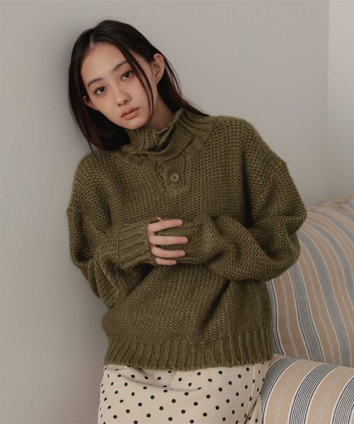 miette(ミエット)の「ハイネックチャンキーニットプルオーバー(ニット/セーター・レディース・カーキ/アイボリー/ライトグレー・FREE)」の16枚目の写真