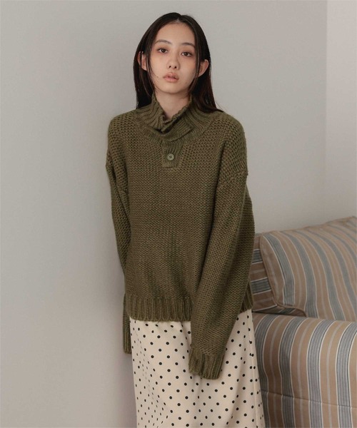 miette(ミエット)の「ハイネックチャンキーニットプルオーバー(ニット/セーター・レディース・カーキ/アイボリー/ライトグレー・FREE)」の15枚目の写真