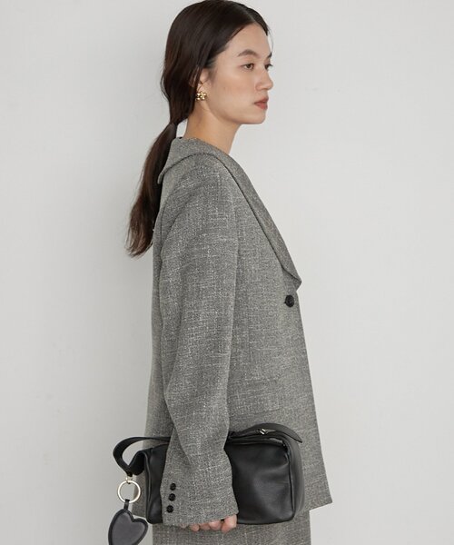 LOUNGEDRESS(ラウンジドレス)の「《セットアップ可》【Atelier N5/アトリエヌメロサンク】ツイード2WAYジャケット(ノーカラージャケット・レディース・ブラック・FREE)」の8枚目の写真