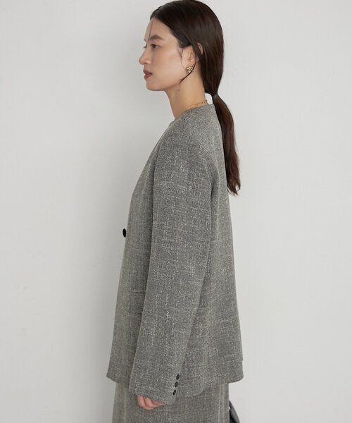 LOUNGEDRESS(ラウンジドレス)の「《セットアップ可》【Atelier N5/アトリエヌメロサンク】ツイード2WAYジャケット(ノーカラージャケット・レディース・ブラック・FREE)」の11枚目の写真
