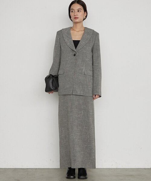 LOUNGEDRESS(ラウンジドレス)の「《セットアップ可》【Atelier N5/アトリエヌメロサンク】ツイード2WAYジャケット(ノーカラージャケット・レディース・ブラック・FREE)」の2枚目の写真