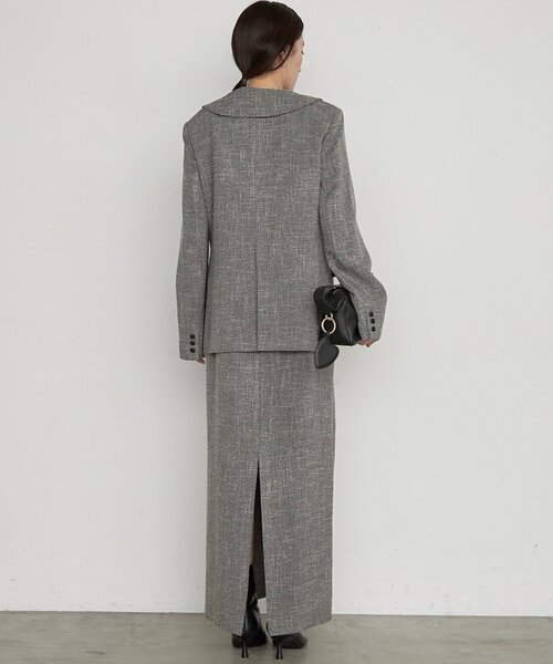 LOUNGEDRESS(ラウンジドレス)の「《セットアップ可》【Atelier N5/アトリエヌメロサンク】ツイード2WAYジャケット(ノーカラージャケット・レディース・ブラック・FREE)」の4枚目の写真