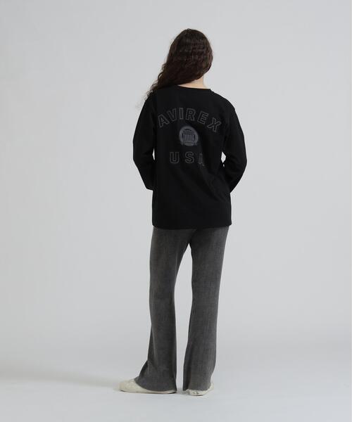 AVIREX(アヴィレックス)の「L/S SIGNATURE VARSITY LOGO T-SHIRT(Tシャツ/カットソー・レディース・ブラック/ホワイト/ブルー・F)」の6枚目の写真