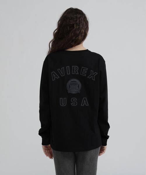 AVIREX(アヴィレックス)の「L/S SIGNATURE VARSITY LOGO T-SHIRT(Tシャツ/カットソー・レディース・ブラック/ホワイト/ブルー・F)」の9枚目の写真