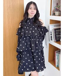 dazzlin（ダズリン）の「オープンショルダーティアードミニワンピース（ワンピース）」