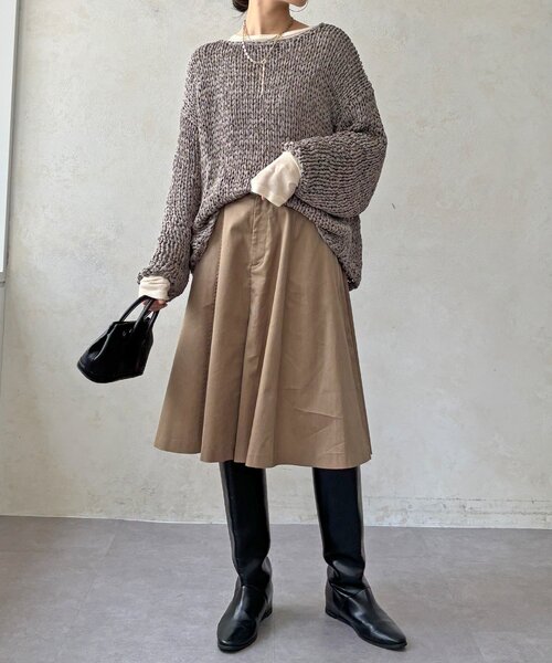DouDou(ドゥドゥ)の「テープヤーンローゲージニット(ニット/セーター・レディース・アイボリー/グリーン/グレー・FREE)」の21枚目の写真