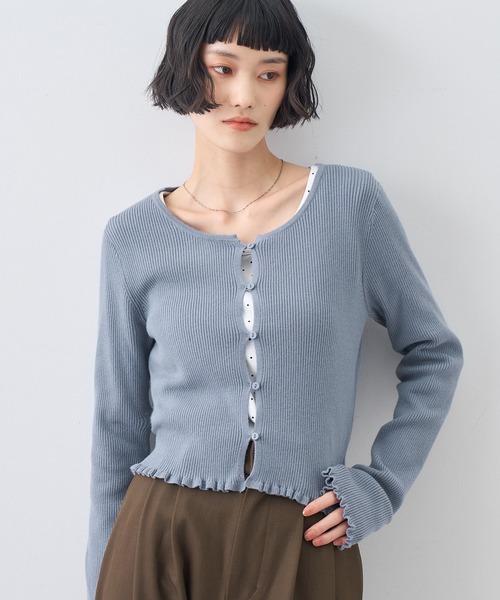 NOGLE(ノグル)の「【NOGLE/ノグル】メロウヘムリブカーディガン(Tシャツ/カットソー・レディース・ブラウン/グレー/ブルー系その他/ブラック・FREE)」の4枚目の写真