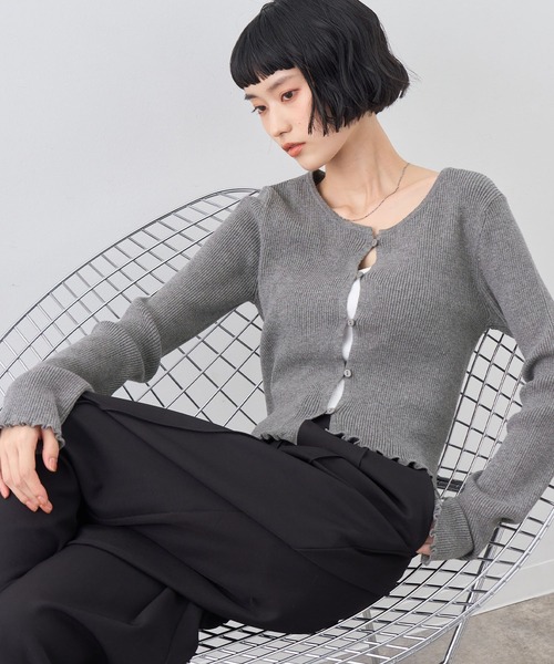 NOGLE(ノグル)の「【NOGLE/ノグル】メロウヘムリブカーディガン(Tシャツ/カットソー・レディース・ブラウン/グレー/ブルー系その他/ブラック・FREE)」の10枚目の写真