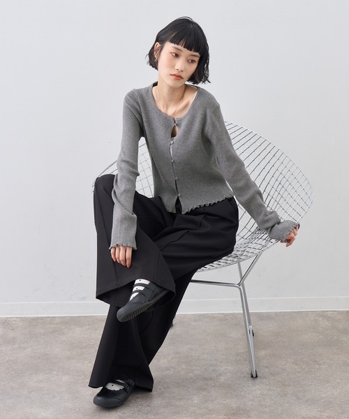 NOGLE(ノグル)の「【NOGLE/ノグル】メロウヘムリブカーディガン(Tシャツ/カットソー・レディース・ブラウン/グレー/ブルー系その他/ブラック・FREE)」の16枚目の写真