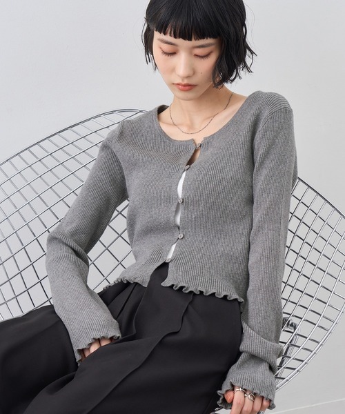 NOGLE(ノグル)の「【NOGLE/ノグル】メロウヘムリブカーディガン(Tシャツ/カットソー・レディース・ブラウン/グレー/ブルー系その他/ブラック・FREE)」の15枚目の写真