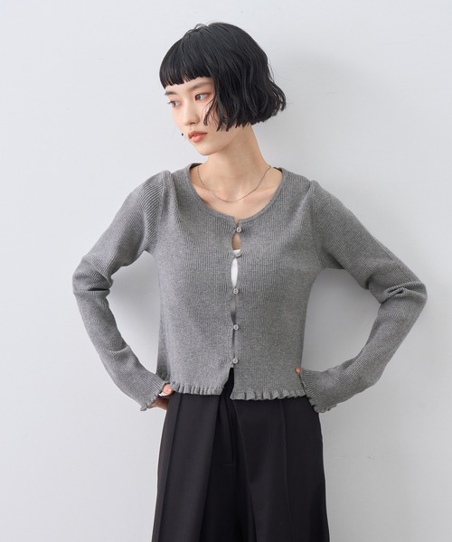 NOGLE(ノグル)の「【NOGLE/ノグル】メロウヘムリブカーディガン(Tシャツ/カットソー・レディース・ブラウン/グレー/ブルー系その他/ブラック・FREE)」の14枚目の写真