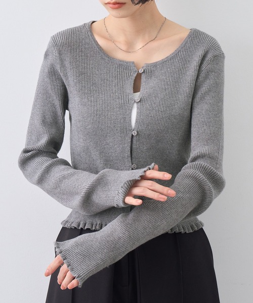 NOGLE(ノグル)の「【NOGLE/ノグル】メロウヘムリブカーディガン(Tシャツ/カットソー・レディース・ブラウン/グレー/ブルー系その他/ブラック・FREE)」の13枚目の写真