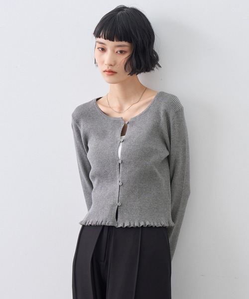 NOGLE(ノグル)の「【NOGLE/ノグル】メロウヘムリブカーディガン(Tシャツ/カットソー・レディース・ブラウン/グレー/ブルー系その他/ブラック・FREE)」の12枚目の写真