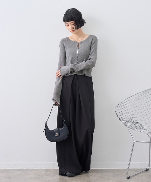 NOGLE(ノグル)の「【NOGLE/ノグル】メロウヘムリブカーディガン(Tシャツ/カットソー・レディース・ブラウン/グレー/ブルー系その他/ブラック・FREE)」の11枚目の写真