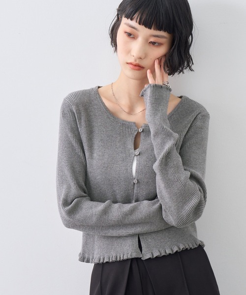 NOGLE(ノグル)の「【NOGLE/ノグル】メロウヘムリブカーディガン(Tシャツ/カットソー・レディース・ブラウン/グレー/ブルー系その他/ブラック・FREE)」の9枚目の写真