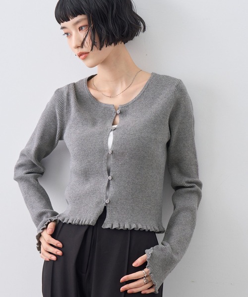 NOGLE(ノグル)の「【NOGLE/ノグル】メロウヘムリブカーディガン(Tシャツ/カットソー・レディース・ブラウン/グレー/ブルー系その他/ブラック・FREE)」の7枚目の写真