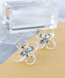 クリアフラワービジュピアス