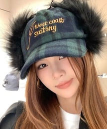 Teem Store | ファーイヤーフラップ チェック柄刺繍キャップ(キャップ)