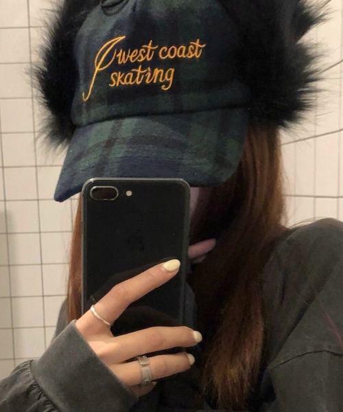Teem Store（チームストア）の「ファーイヤーフラップ チェック柄刺繍キャップ（キャップ・レディース・ベージュ/グリーン・F）」の20枚目の写真