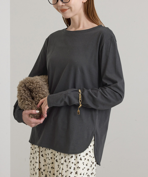U by SPICK&SPAN(ユーバイスピックアンドスパン)の「ソフト天竺ラウンドヘムプルオーバー(Tシャツ/カットソー・レディース・ホワイト/ブラック系その他/ブルー・FREE)」の9枚目の写真