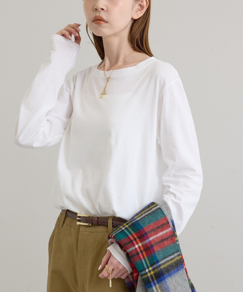 U by SPICK&SPAN(ユーバイスピックアンドスパン)の「ソフト天竺ラウンドヘムプルオーバー(Tシャツ/カットソー・レディース・ホワイト/ブラック系その他/ブルー・FREE)」の18枚目の写真