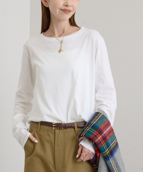 U by SPICK&SPAN(ユーバイスピックアンドスパン)の「ソフト天竺ラウンドヘムプルオーバー(Tシャツ/カットソー・レディース・ホワイト/ブラック系その他/ブルー・FREE)」の19枚目の写真