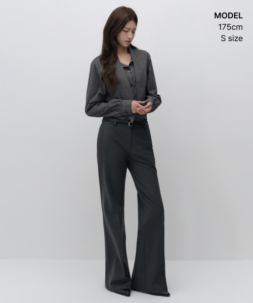 MUSINSA STANDARD WOMAN（ムシンサスタンダードウーマン）の「ウィメンズチェックタイブラウス[ブラック/アイボリー]（シャツ/ブラウス・レディース・その他・LARGE/X-SMALL/SMALL/MEDIUM）」の2枚目の写真