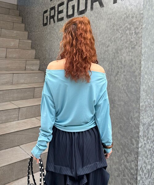CIAOPANIC（チャオパニック）の「ホースグラフィックドレープネックロンTee（Tシャツ/カットソー・レディース・ブラウン/サックスブルー/ブラック・ONE SIZE）」の14枚目の写真