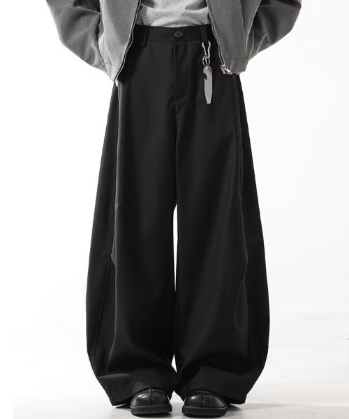 WYZ wear(ダブリューワイジィーウェア)の「ワイドバギースラックスパンツ/ユニセックス(スラックス・メンズ・ブラック/グレー・XL/L/M)」の3枚目の写真