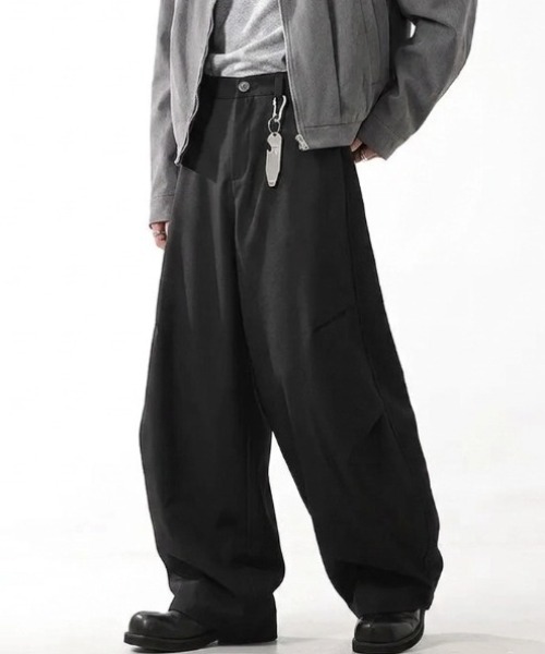 WYZ wear(ダブリューワイジィーウェア)の「ワイドバギースラックスパンツ/ユニセックス(スラックス・メンズ・ブラック/グレー・XL/L/M)」の9枚目の写真