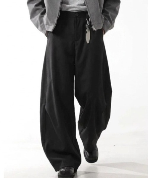 WYZ wear(ダブリューワイジィーウェア)の「ワイドバギースラックスパンツ/ユニセックス(スラックス・メンズ・ブラック/グレー・XL/L/M)」の5枚目の写真