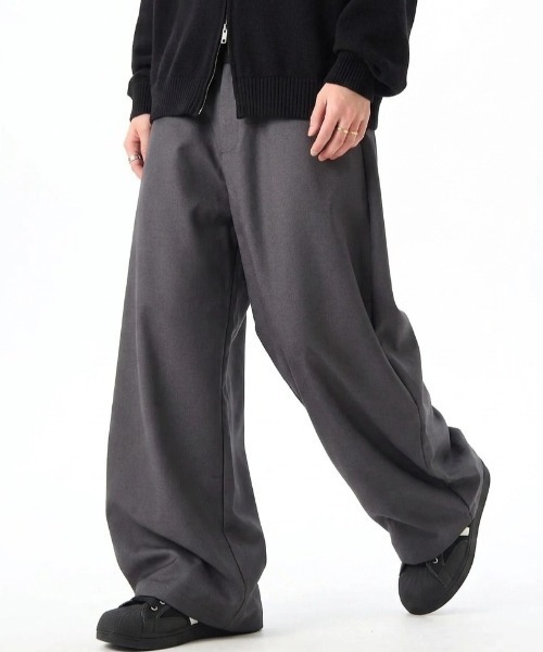 WYZ wear(ダブリューワイジィーウェア)の「ワイドバギースラックスパンツ/ユニセックス(スラックス・メンズ・ブラック/グレー・XL/L/M)」の15枚目の写真