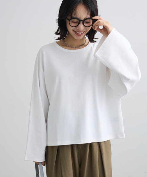 Green Parks(グリーンパークス)の「刺しゅう入りドルマンロンTEE(Tシャツ/カットソー・レディース・ブラウン/オフホワイト/サックスブルー/杢グレー・FREE)」の2枚目の写真