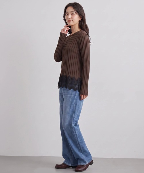 Nunc.(ヌンク)の「レースドッキングワイドリブニット(ニット/セーター・レディース・ブラック/ダークブラウン/ライトグレー・FREE)」の19枚目の写真