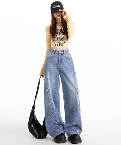 DAY CLOSET(デイ クローゼット)の「韓国っぽストリート/Y2K/カーブシルエットデニムパンツ レディース(デニムパンツ・レディース・ブルー系その他/ブルー・S/L/XS/M)」の17枚目の写真