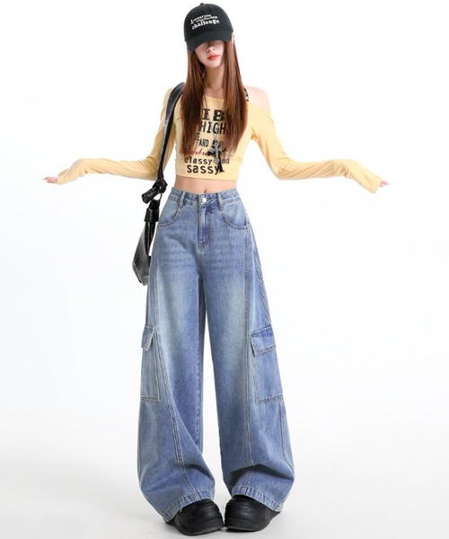 DAY CLOSET(デイ クローゼット)の「韓国っぽストリート/Y2K/カーブシルエットデニムパンツ レディース(デニムパンツ・レディース・ブルー系その他/ブルー・S/L/XS/M)」の18枚目の写真