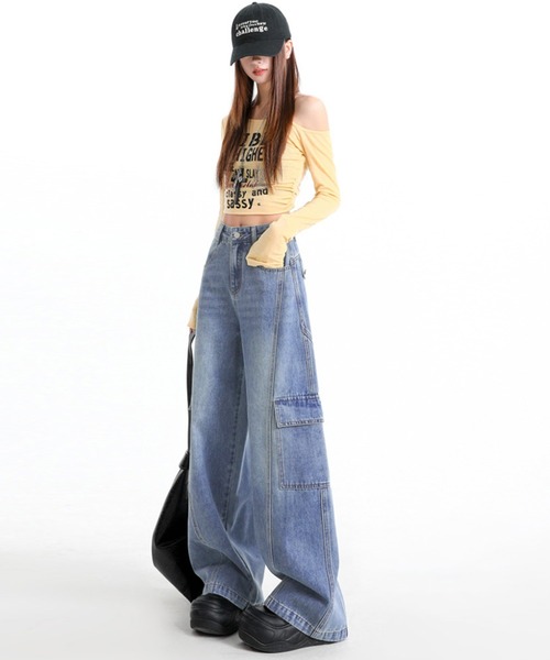 DAY CLOSET(デイ クローゼット)の「韓国っぽストリート/Y2K/カーブシルエットデニムパンツ レディース(デニムパンツ・レディース・ブルー系その他/ブルー・S/L/XS/M)」の19枚目の写真