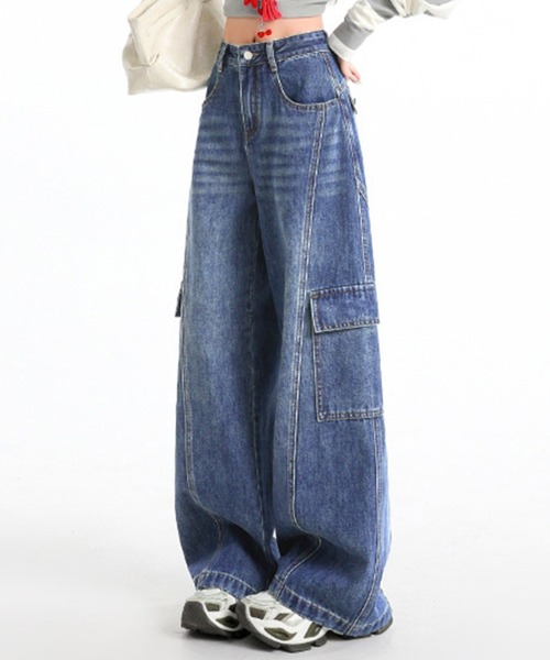 DAY CLOSET(デイ クローゼット)の「韓国っぽストリート/Y2K/カーブシルエットデニムパンツ レディース(デニムパンツ・レディース・ブルー系その他/ブルー・S/L/XS/M)」の9枚目の写真