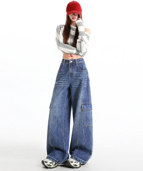 DAY CLOSET(デイ クローゼット)の「韓国っぽストリート/Y2K/カーブシルエットデニムパンツ レディース(デニムパンツ・レディース・ブルー系その他/ブルー・S/L/XS/M)」の12枚目の写真