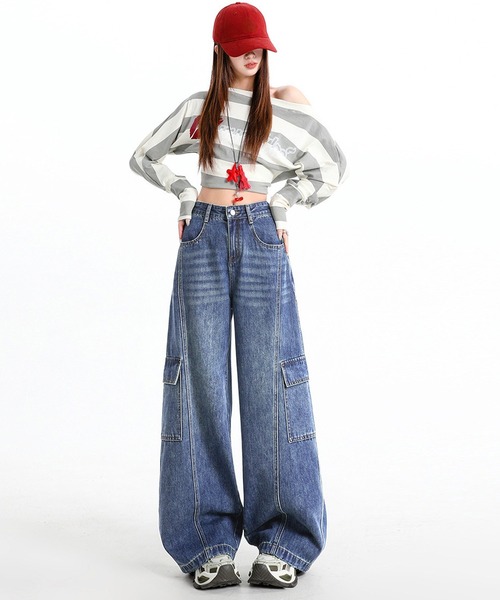 DAY CLOSET(デイ クローゼット)の「韓国っぽストリート/Y2K/カーブシルエットデニムパンツ レディース(デニムパンツ・レディース・ブルー系その他/ブルー・S/L/XS/M)」の14枚目の写真