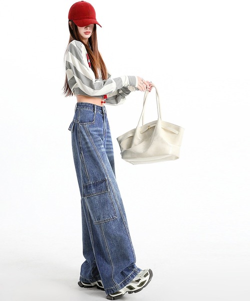 DAY CLOSET(デイ クローゼット)の「韓国っぽストリート/Y2K/カーブシルエットデニムパンツ レディース(デニムパンツ・レディース・ブルー系その他/ブルー・S/L/XS/M)」の3枚目の写真