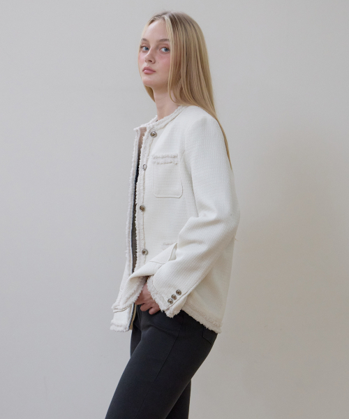 ROSEFRANTZ（ロゼフランツ）の「Fringe Pocket Tweed Jacket [Ivory]（その他アウター・レディース・アイボリー・OS）」の2枚目の写真