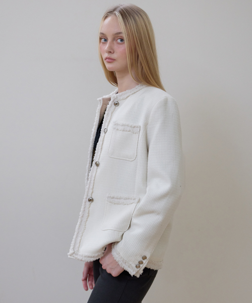 ROSEFRANTZ（ロゼフランツ）の「Fringe Pocket Tweed Jacket [Ivory]（その他アウター・レディース・アイボリー・OS）」の3枚目の写真
