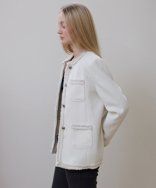 ROSEFRANTZ（ロゼフランツ）の「Fringe Pocket Tweed Jacket [Ivory]（その他アウター・レディース・アイボリー・OS）」の4枚目の写真