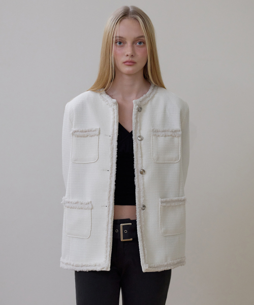 ROSEFRANTZ（ロゼフランツ）の「Fringe Pocket Tweed Jacket [Ivory]（その他アウター・レディース・アイボリー・OS）」の5枚目の写真