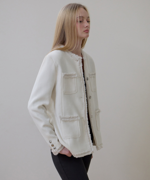 ROSEFRANTZ（ロゼフランツ）の「Fringe Pocket Tweed Jacket [Ivory]（その他アウター・レディース・アイボリー・OS）」の6枚目の写真
