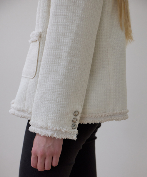 ROSEFRANTZ（ロゼフランツ）の「Fringe Pocket Tweed Jacket [Ivory]（その他アウター・レディース・アイボリー・OS）」の7枚目の写真