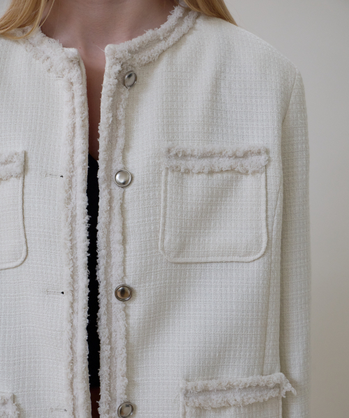 ROSEFRANTZ（ロゼフランツ）の「Fringe Pocket Tweed Jacket [Ivory]（その他アウター・レディース・アイボリー・OS）」の8枚目の写真